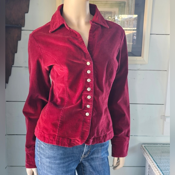 Vintage 90's Live A Little  Red Women's Corduroy  Jacket Snap Closure Sz Med - Picture 2 of 7